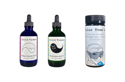 Color Tree's 8oz CDS Chlorine Dioxide Kit + 50x 3500ppm Chlorine Dioxide Test Strips